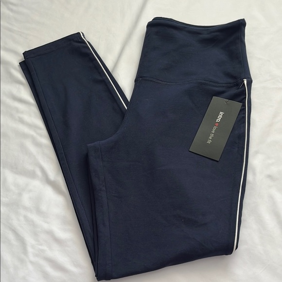 Navy Blue Leggings with White Stripe - Picture 8 of 9